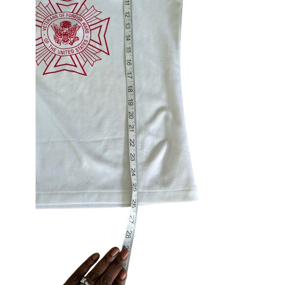 70s White Baseball Short Sleeve Ringer Tee Veterans Of Foreign Wars Athletic M - Picture 6 of 8